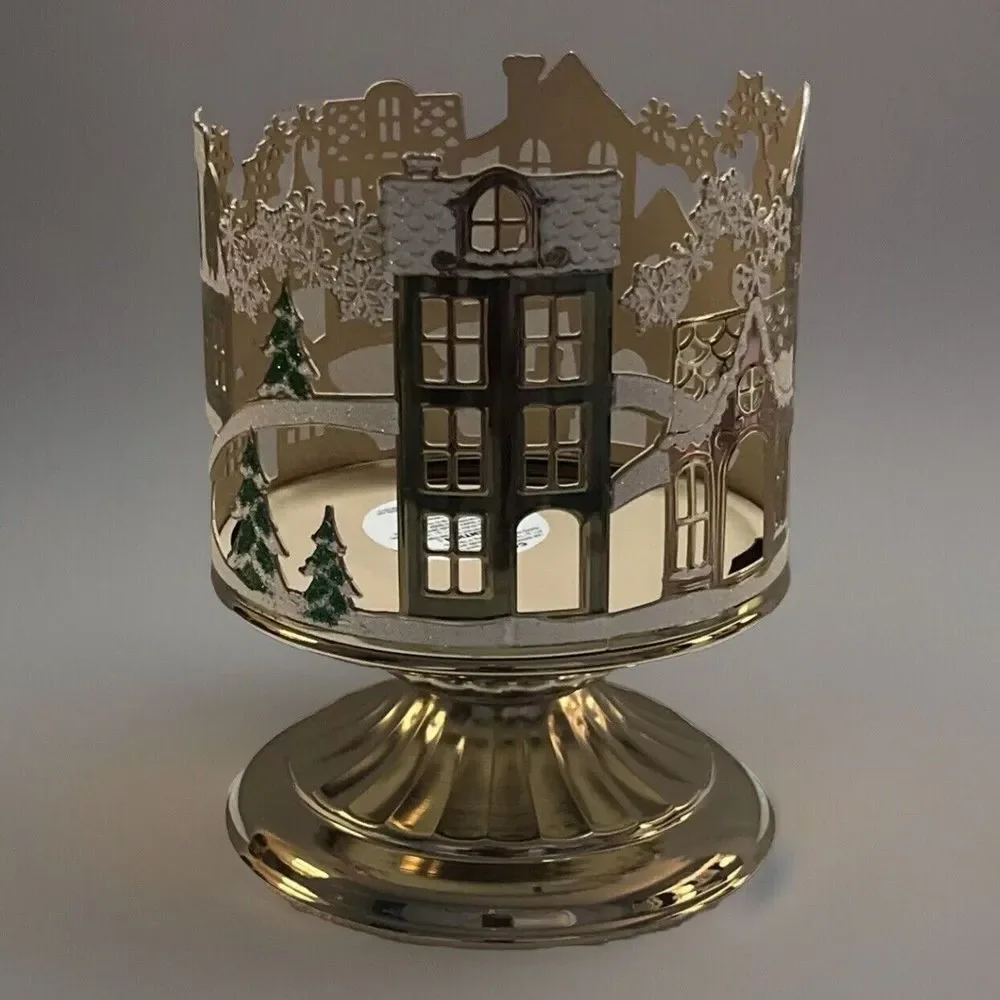 Bath & Body Works Holiday Village Scene 3-Wick‎ Candle Holder Limited Edition